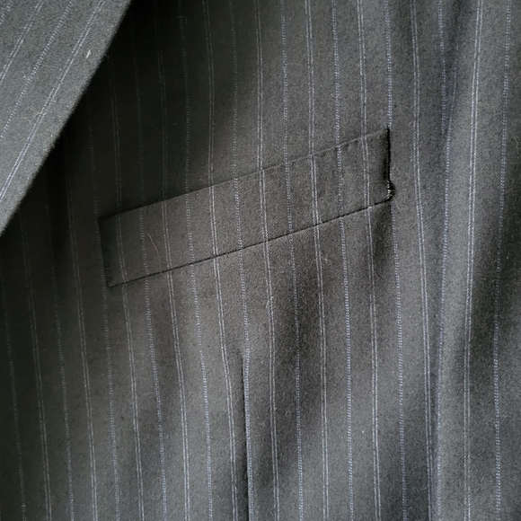 J.P Tilford Samuelsohn Harry Rosen wool navy blue pinstripes blazer Sz 46-40R - Picture 5 of 12